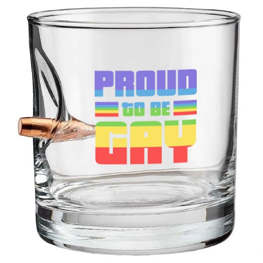 Proud to be Gay - Rainbow, Gay Pride Bullet Whiskey Glasses