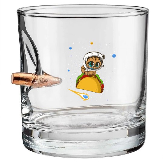 Taco Cat In Space Bullet Whiskey Glasses Dancing Cat Taco