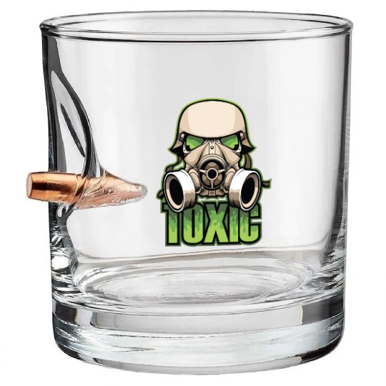 Toxic, Gas Mask, Anti Virus, Bio Hazard, Survival Bullet Whiskey Glasses