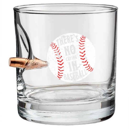 There's No Crying In Baseball I Love Sport Softba Bullet Whiskey Glasses
