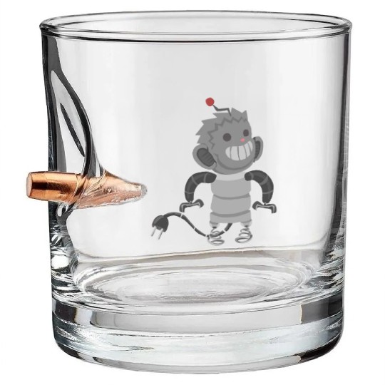 Robot Monkey Bullet Whiskey Glasses