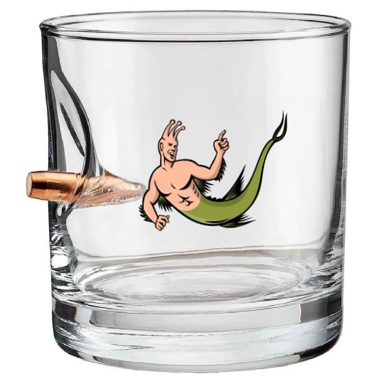 Sea Monkey Pointing Mascot Bullet Whiskey Glasses