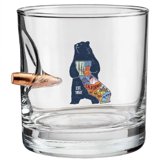 Vintage California Bear EST 1850 Bullet Whiskey Glasses