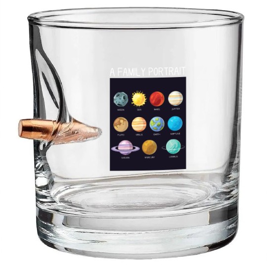 Outer Space Nerd Solar System Planets Sun Moon Bullet Whiskey Glasses