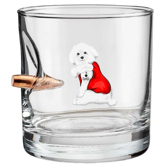Funny bichon frise Dog I Love Mom Tattoo Lover Bullet Whiskey Glasses