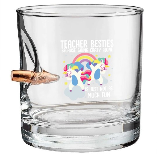 Funny Teacher Besties Goin Crazy Preschool Teacher Bullet Whiskey Glasses