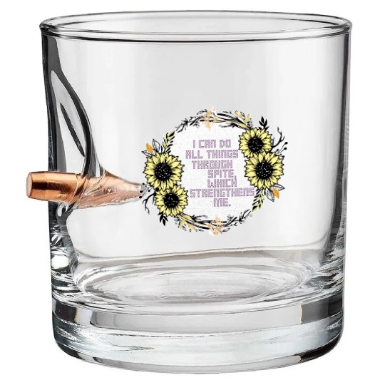 Sunflower Cross Stitch I Can Do All Things Through Bullet Whiskey Glasses