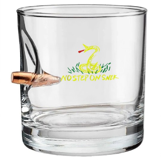 Patriotic No Step on Snek Hand Drawn Gadsden Bullet Whiskey Glasses