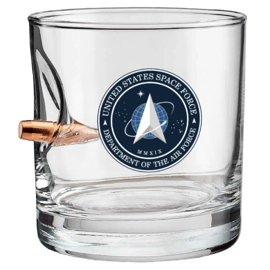 New Space Force Logo 2020 USSF Bullet Whiskey Glasses