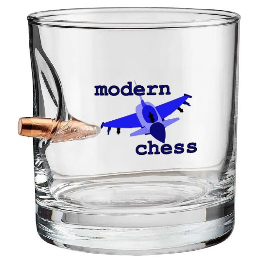 modern chess in royal blue Bullet Whiskey Glasses