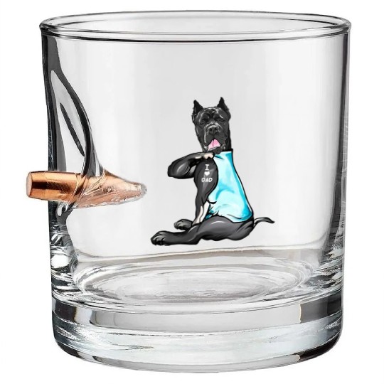 Cane Corso Tattoos I Love Dad Sitting Gift Father Bullet Whiskey Glasses