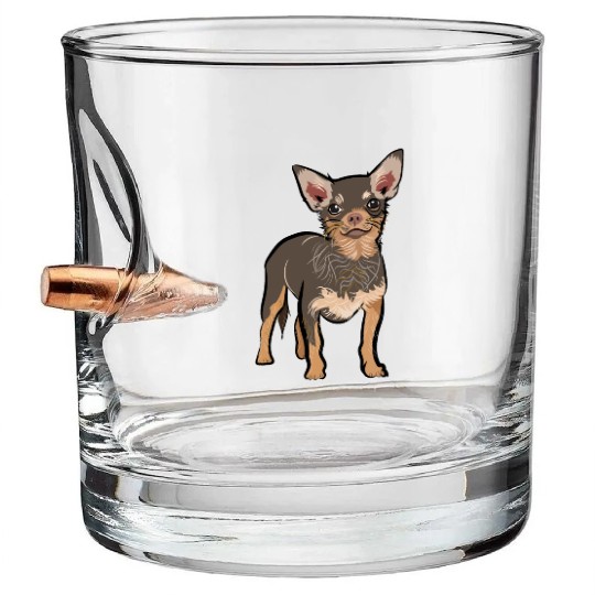 Brown chihuahua dog | chihuahua dog lover Bullet Whiskey Glasses