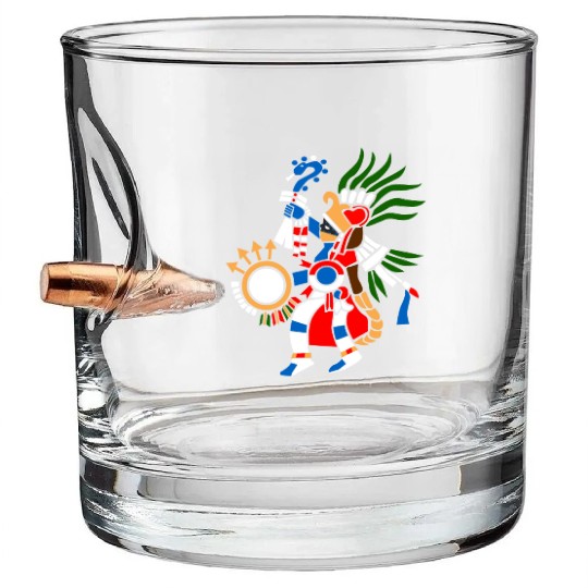 Aztec Symbol Aztec God of War Huitzilopochtli Bullet Whiskey Glasses