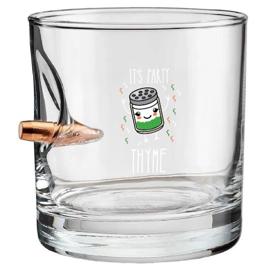 It's Party Thyme Herb Pun Bullet Whiskey Glasses
