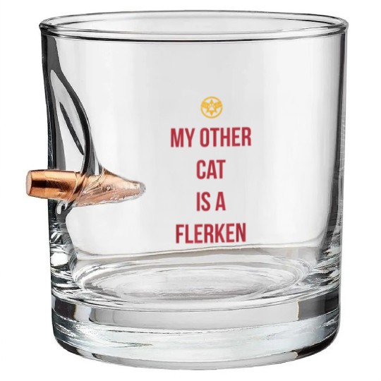 Captain Marvel My Other Cat Is A Flerken Bold Logo Bullet Whiskey Glasses