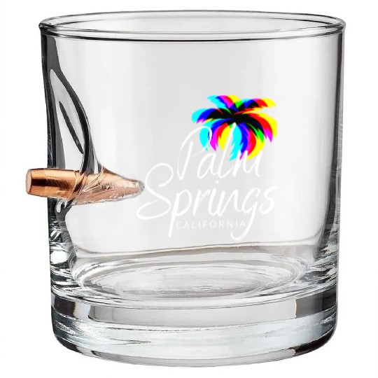 Palm Springs Neon Tree (White) Bullet Whiskey Glasses