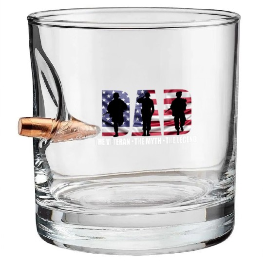 Dad The Veteran The Myth The Legend - Father's Day Bullet Whiskey Glasses