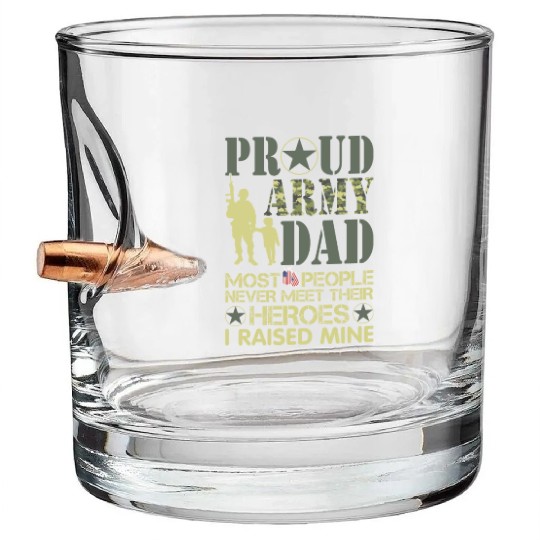 Proud Army National Guard Dad American Flag Bullet Whiskey Glasses