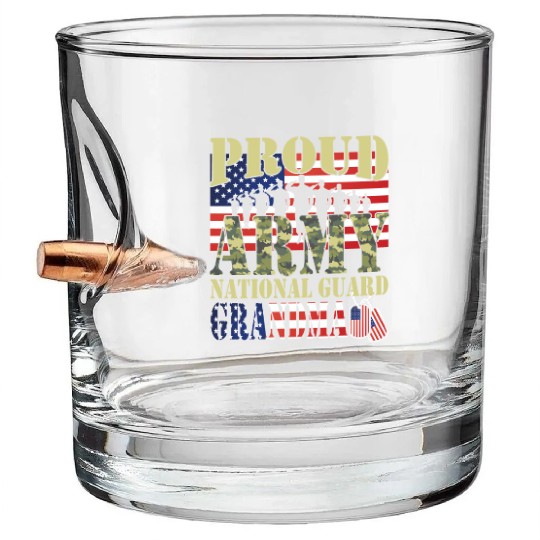 Proud Army National Guard Grandma Bullet Whiskey Glasses