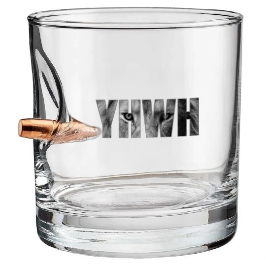YHWH Yahweh God Lion Gift Bullet Whiskey Glasses