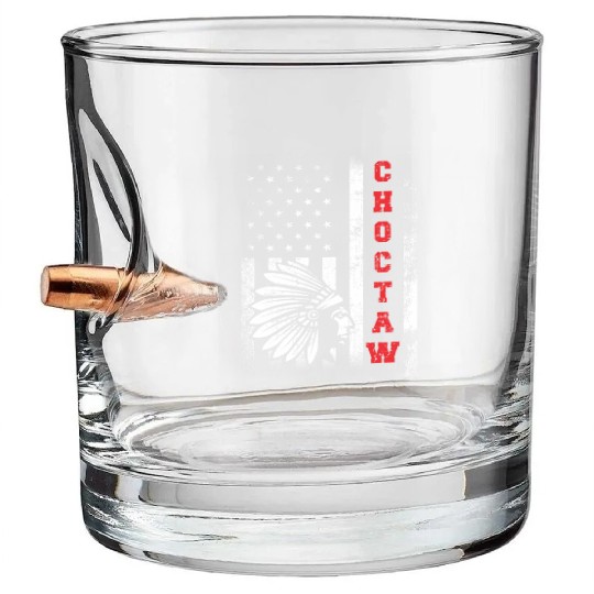 Choctaw Flag US USA Native American Indian Gift Bullet Whiskey Glasses