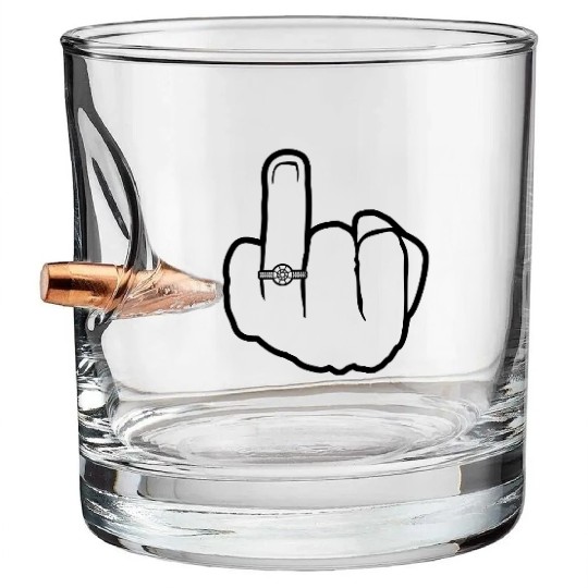 Wedding ring hand Bullet Whiskey Glasses