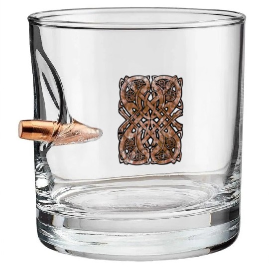 Orange Celtic art gift Bullet Whiskey Glasses