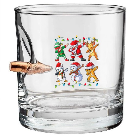 Dabbing Santa Elf Friends Christmas Kids Boys Bullet Whiskey Glasses