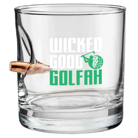 Funny New England Accent, Wicked Good Golfer Gift Bullet Whiskey Glasses
