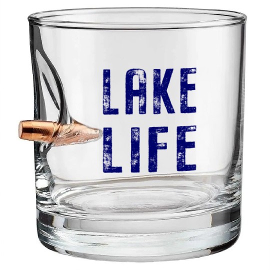 Vintage Distressed Lake Life Bullet Whiskey Glasses