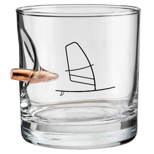 wind surfboard windsurfer surfboard with sail Bullet Whiskey Glasses