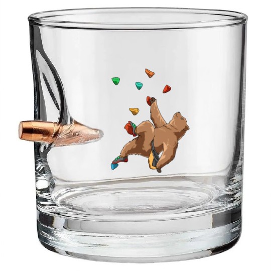 Grizzly Bouldering and Rock Climbing Gift Bullet Whiskey Glasses