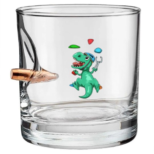 Funny T-Rex Bouldering and Rock Climbing Gift Bullet Whiskey Glasses