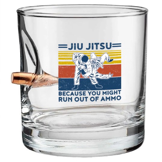 Jiu Jitsu Funny Mens Vintage BJJ MMA Jujitsu Bullet Whiskey Glasses