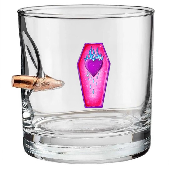 Pastel Goth Love Coffin Heart Bullet Whiskey Glasses
