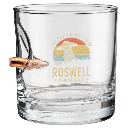Roswell New Mexico UFO Alien Bullet Whiskey Glasses