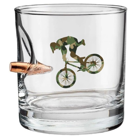 Vintage BMX Bike Racing Camouflage Bullet Whiskey Glasses