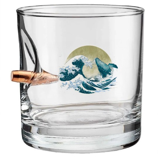 The Great Wave off Kanagawa Ramen Lover OtakuAnime Bullet Whiskey Glasses