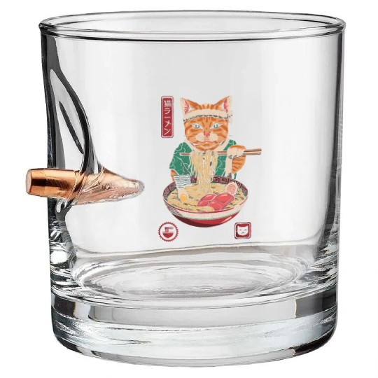 The Great Wave off Kanagawa Ramen Lover OtakuAnime Bullet Whiskey Glasses