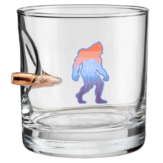 Mt Rainier Bigfoot Sasquatch Bullet Whiskey Glasses