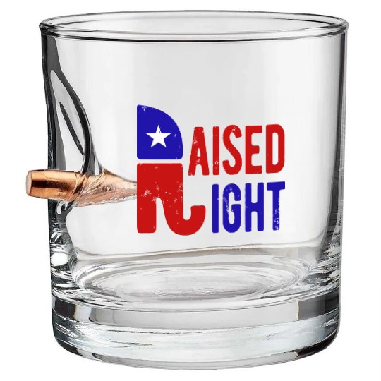 Raised Right Proud Republican Elephant Logo Usa Bullet Whiskey Glasses