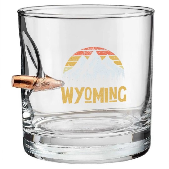 Vintage Retro Wy Wyoming Us Mountain State Bullet Whiskey Glasses