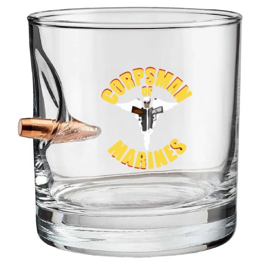 Us Navy Corpsman 8404 Fmf Veteran Front & Back Des Bullet Whiskey Glasses
