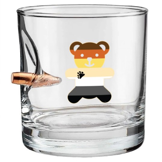 Bear Brotherhood Flag Bear Gay Pride graphic Bullet Whiskey Glasses