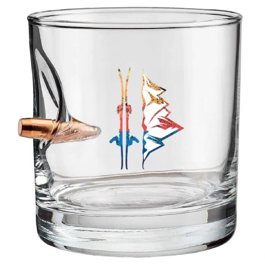 Ski Winter Vintage Wintersports Bullet Whiskey Glasses