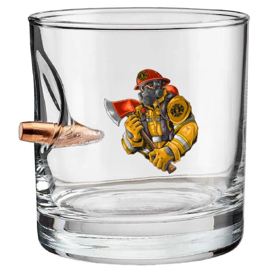 firefighter fire brigade fire station blueish use Bullet Whiskey Glasses