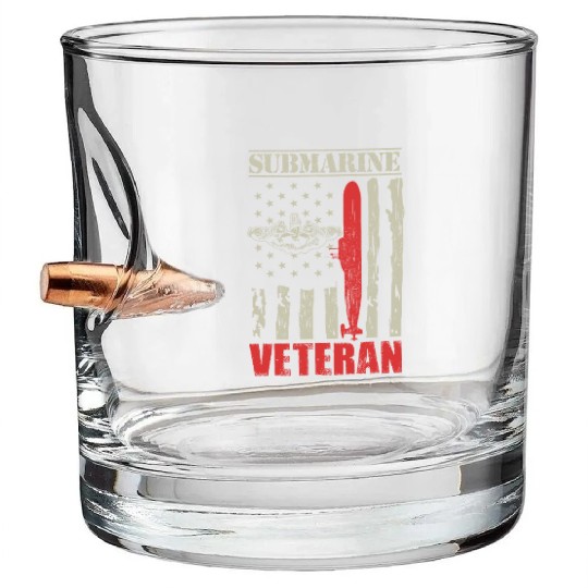 US Military Submarine Gift For A Veteran Bullet Whiskey Glasses