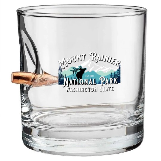Vintage Mount Rainier National Park Washington Sou Bullet Whiskey Glasses