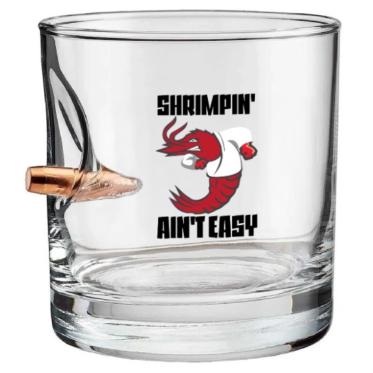 Shrimpin' Ain't Easy Shrimp Jiu Jitsu Fighter Bullet Whiskey Glasses