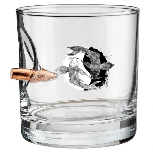 Koi Fish Yin Yang Symbol Harmony Taoism China Gift Bullet Whiskey Glasses
